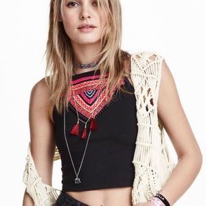 H&M 💗COACHELLA black crop beaded tank top